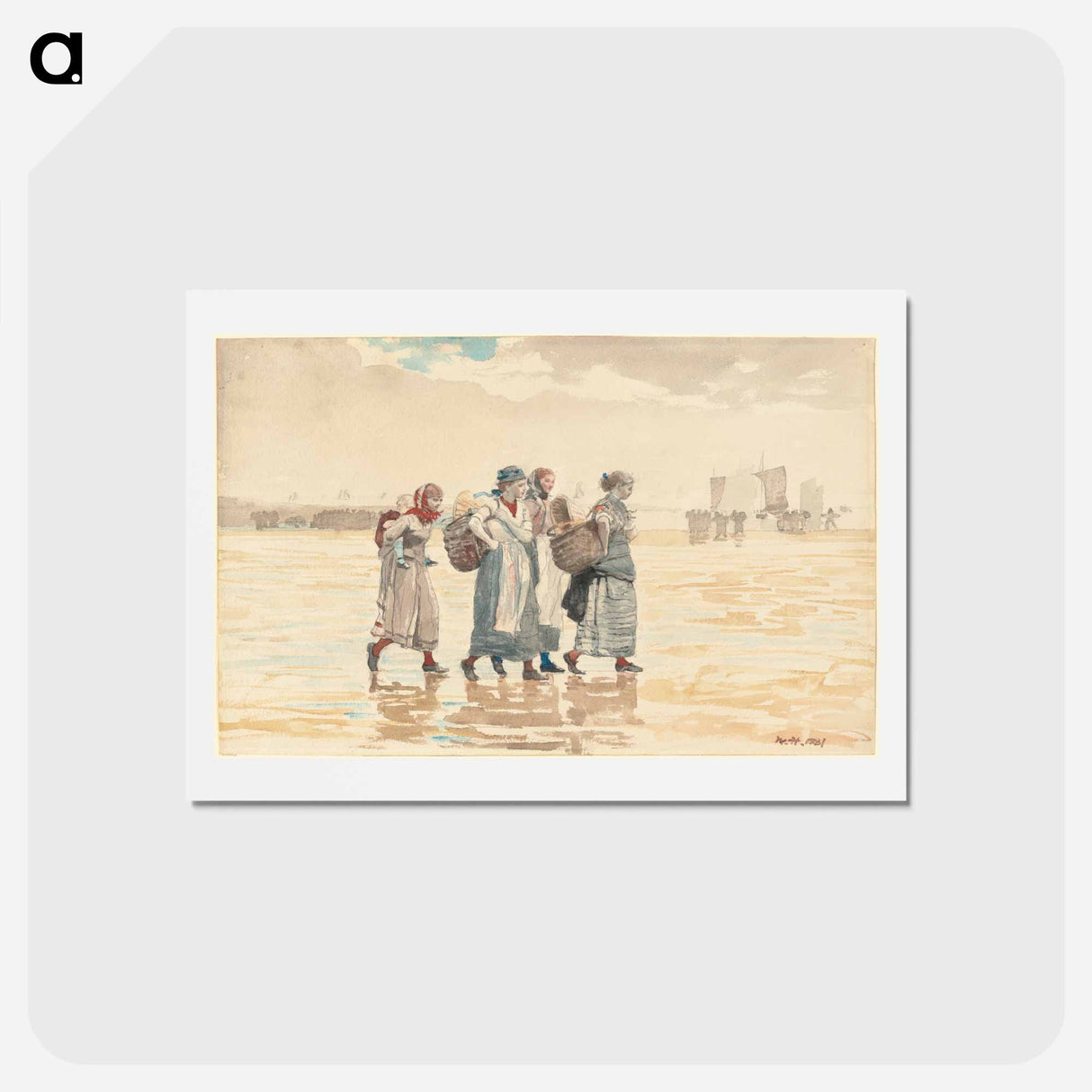 アートポストカード-Four Fishwives on the Beach - ウィンスロー ホーマー Postcard.
