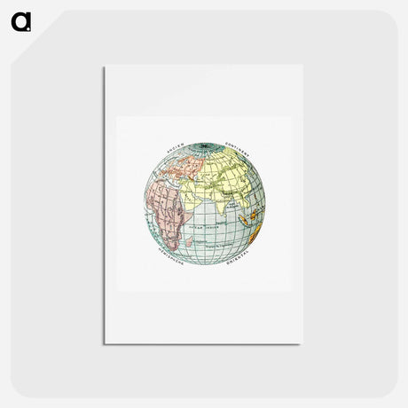 アートポストカード-World atlas from The Practical Teaching of Geography - アンティーク地図 Postcard.