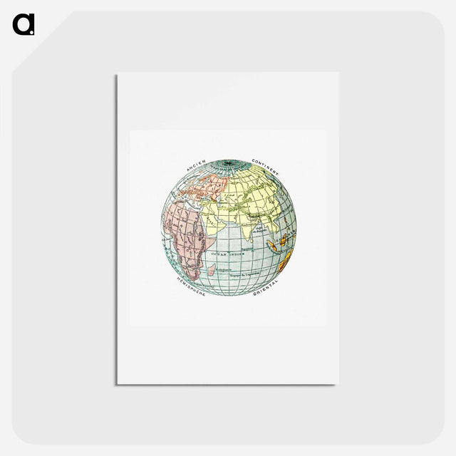 アートポストカード-World atlas from The Practical Teaching of Geography - アンティーク地図 Postcard.