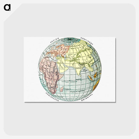 アートポストカード-World atlas from The Practical Teaching of Geography - アンティーク地図 Postcard.