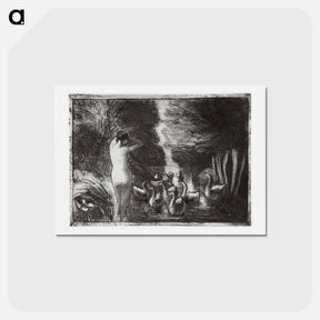 アートポストカード-Bather with geese - カミーユ ピサロ Postcard.