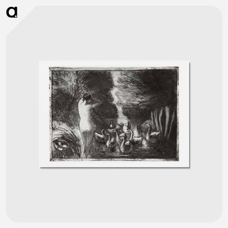 アートポストカード-Bather with geese - カミーユ ピサロ Postcard.