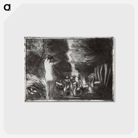 アートポストカード-Bather with geese - カミーユ ピサロ Postcard.