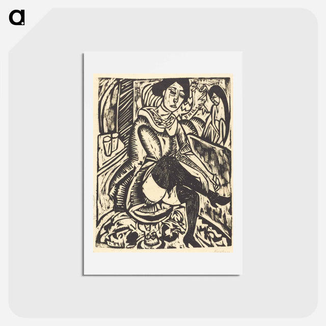 アートポストカード-Woman Tying Her Shoe - エルンスト ルートヴィヒ キルヒナー Postcard.