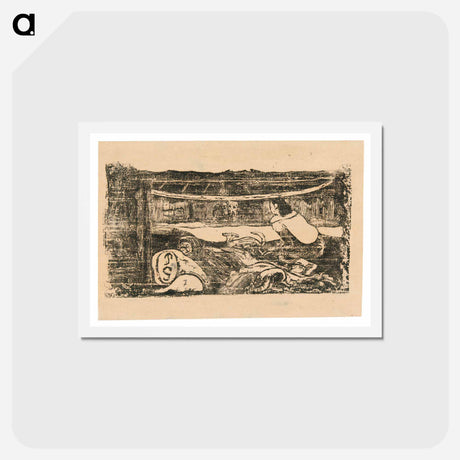 アートポストカード-Interior of a Tahitian Hut - ポール ゴーギャン Postcard.