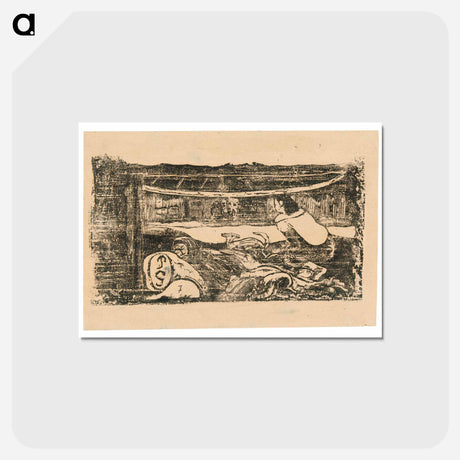 アートポストカード-Interior of a Tahitian Hut - ポール ゴーギャン Postcard.