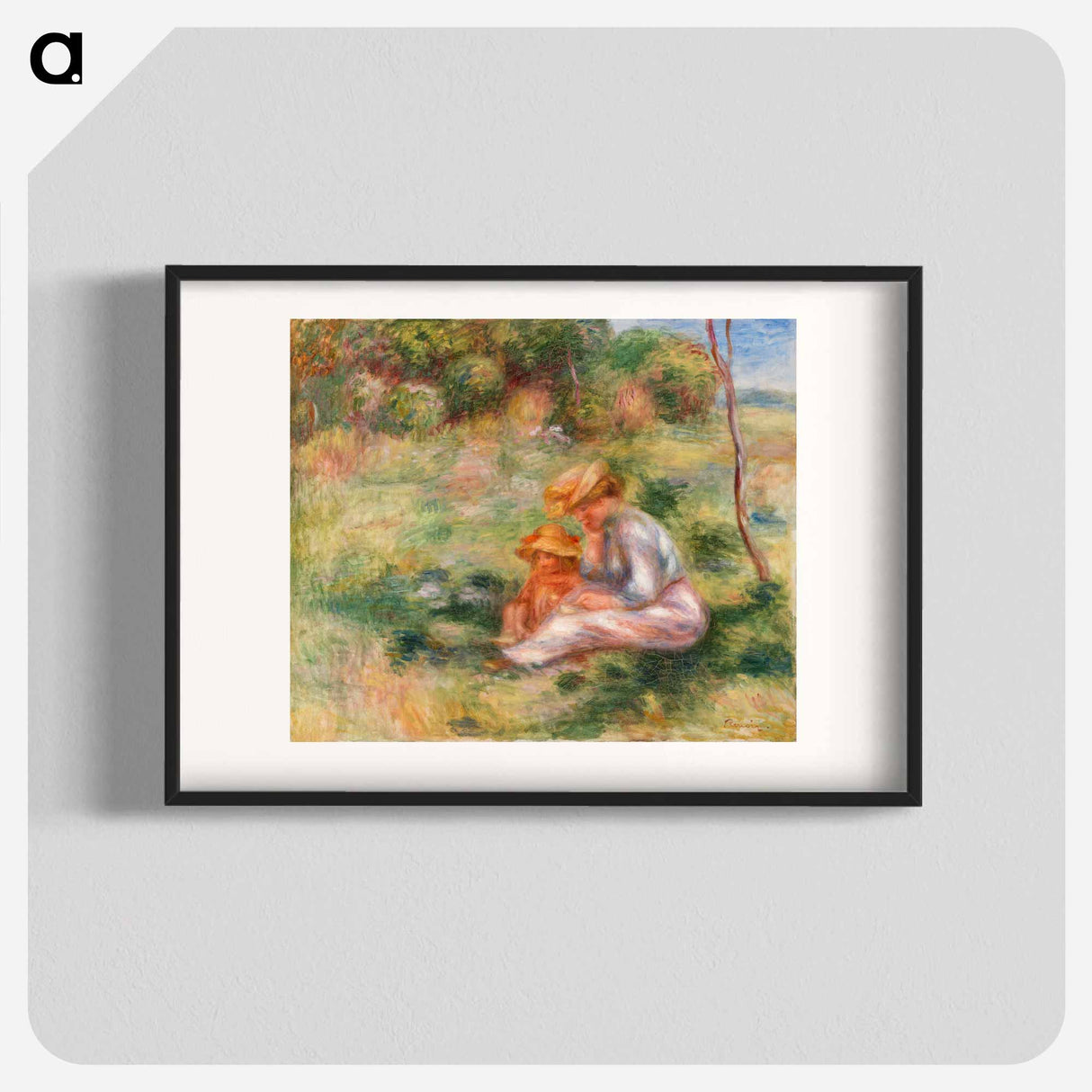 Woman and Child in the Grass - Pierre-Auguste Renoir Poster.