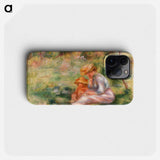 Woman and Child in the Grass - Pierre-Auguste Renoir Phone Case.