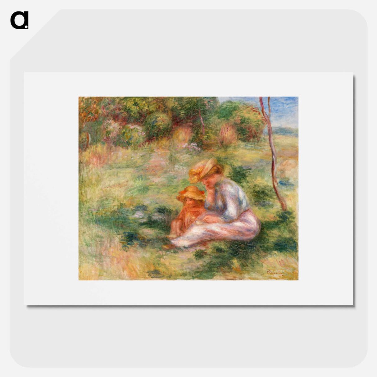 Woman and Child in the Grass - Pierre-Auguste Renoir Poster.