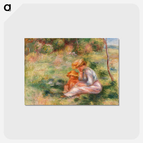 アートポストカード-Woman and Child in the Grass - ピエール オーギュスト ルノワール Postcard.