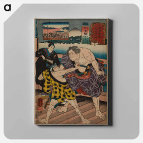 アートパネル-Nihonbashi: Ashikaga Yorikane, Narukami Katsunosuke and Ukiyo Tohei - 歌川 国芳 Canvas.