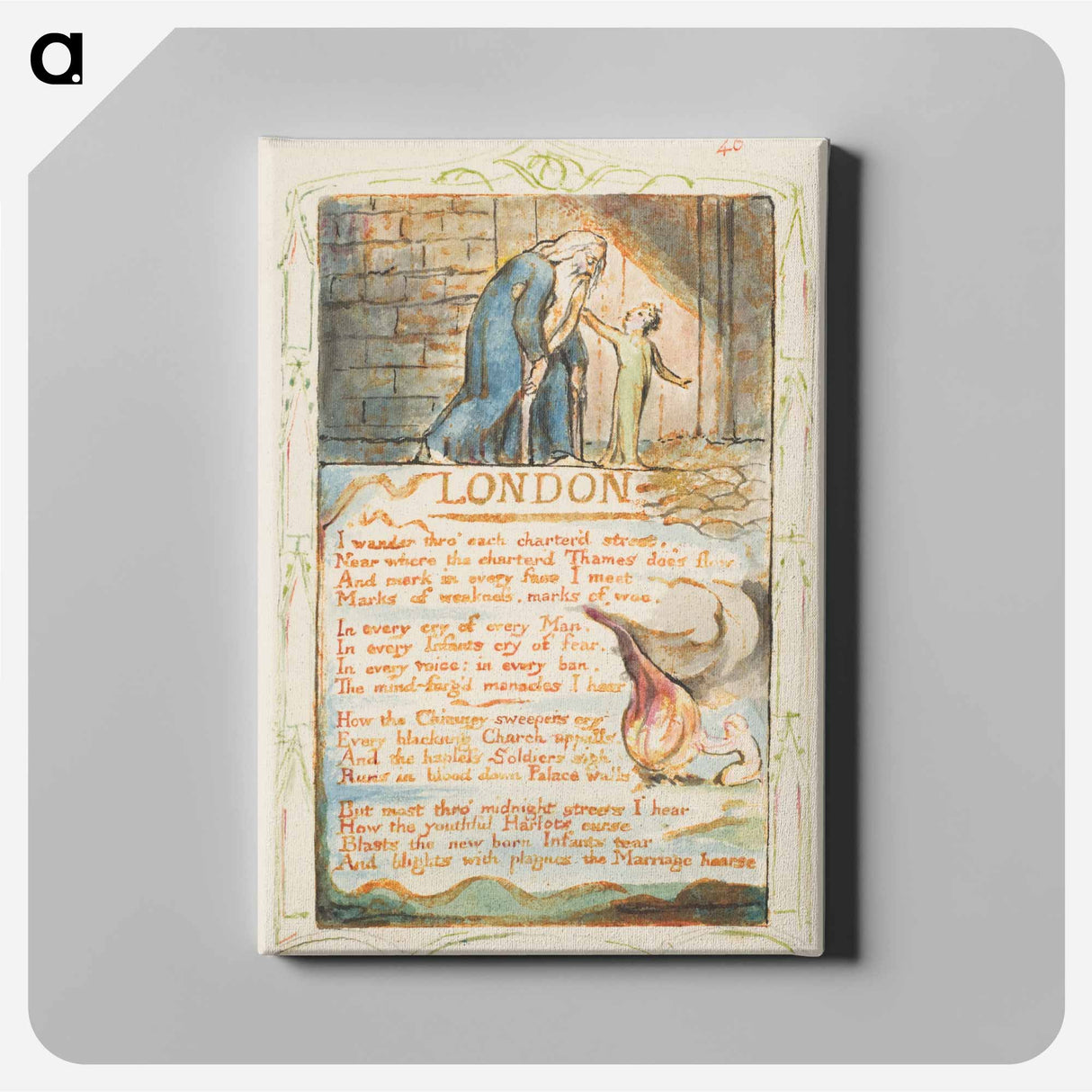 アートパネル-Songs of Innocence and of Experience: London - ウィリアム ブレイク Canvas.