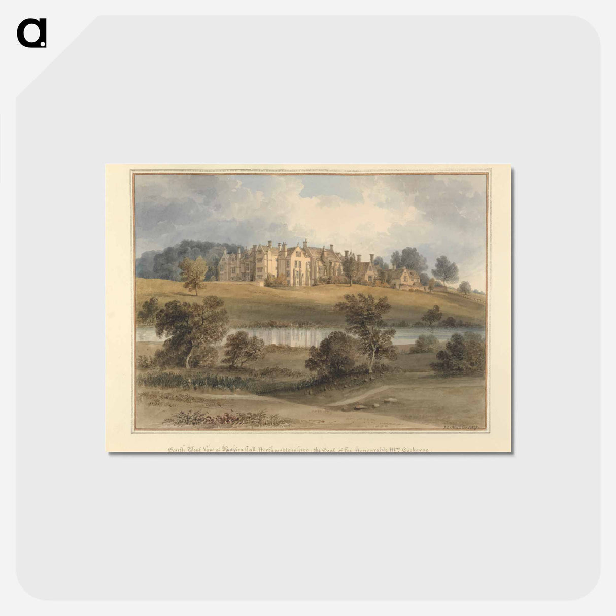 アートポストカード-South West View of Rushton Hall, Northamptonshire; the Seat of the Honourable Mrs. Cockayne
 - イェール大学アートギャラリー Postcard.
