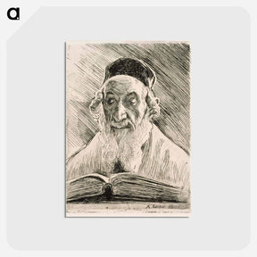 アートポストカード-Rabbi reading - アルバート エーデルフェルト Postcard.
