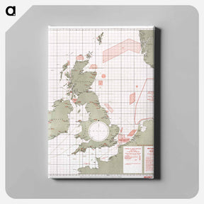 アートパネル-British Islands approximate positions of minefields - アンティーク地図 Canvas.