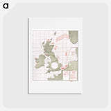 アートポストカード-British Islands approximate positions of minefields - アンティーク地図 Postcard.