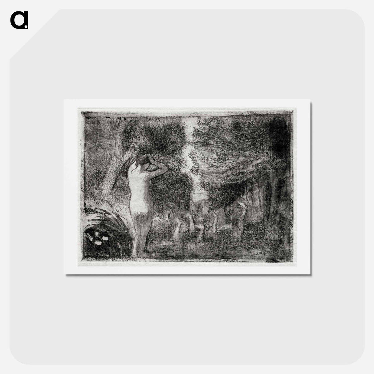 アートポストカード-Bather and Geese - カミーユ ピサロ Postcard.