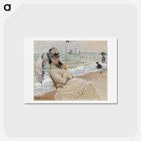 アートポストカード-Camille on the Beach in Trouville - クロード モネ Postcard.