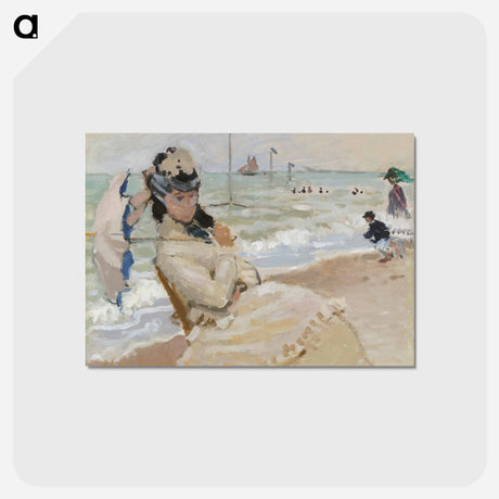 アートポストカード-Camille on the Beach in Trouville - クロード モネ Postcard.