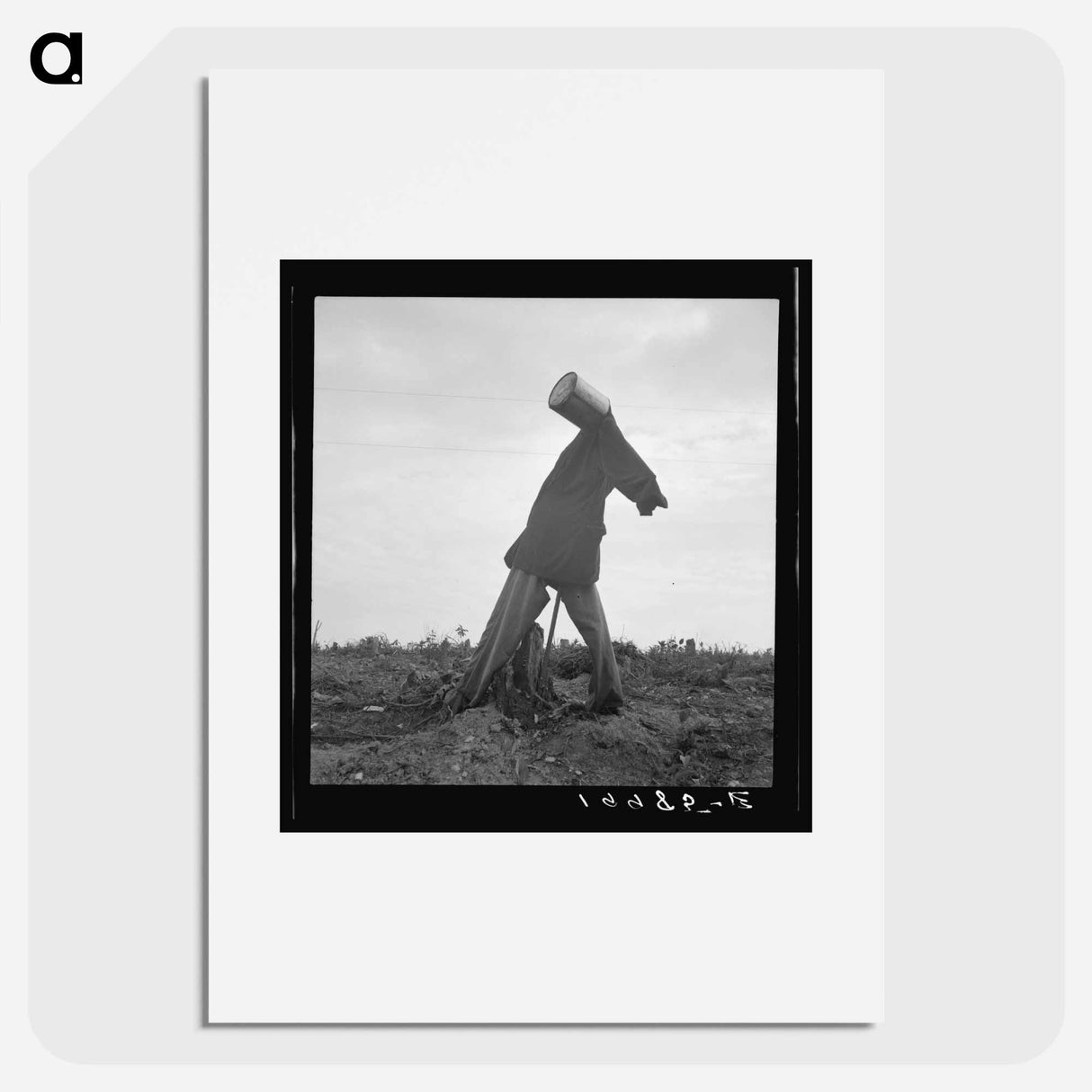 Untitled photo, possibly related to: Scarecrow on a newly cleared field with stumps near Roxboro, North Carolina - ドロテア ラング Poster.