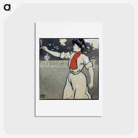 アートポストカード-Woman and man playing tennis - エドワード ペンフィールド Postcard.