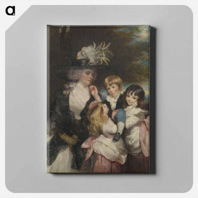 アートパネル-Lady Smith (Charlotte Delaval) and Her Children (George Henry, Louisa, and Charlotte) - ジョシュア レノルズ Canvas.