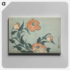 アートパネル-Hokusai's Poppies - 葛飾 北斎 Canvas.