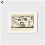アートポストカード-Women, Animals, and Foliage - ポール ゴーギャン Postcard.