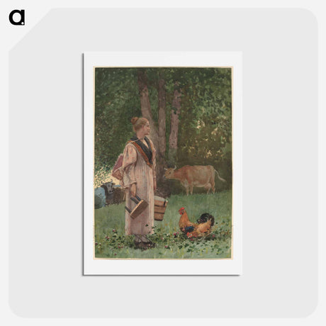 アートポストカード-The Milk Maid - ウィンスロー ホーマー Postcard.