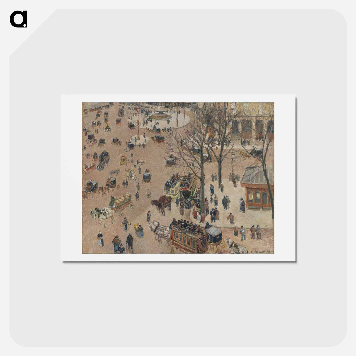 アートポストカード-La Place du Theatre Francais - カミーユ ピサロ Postcard.