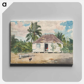 アートパネル-Native hut at Nassau - ウィンスロー ホーマー Canvas.