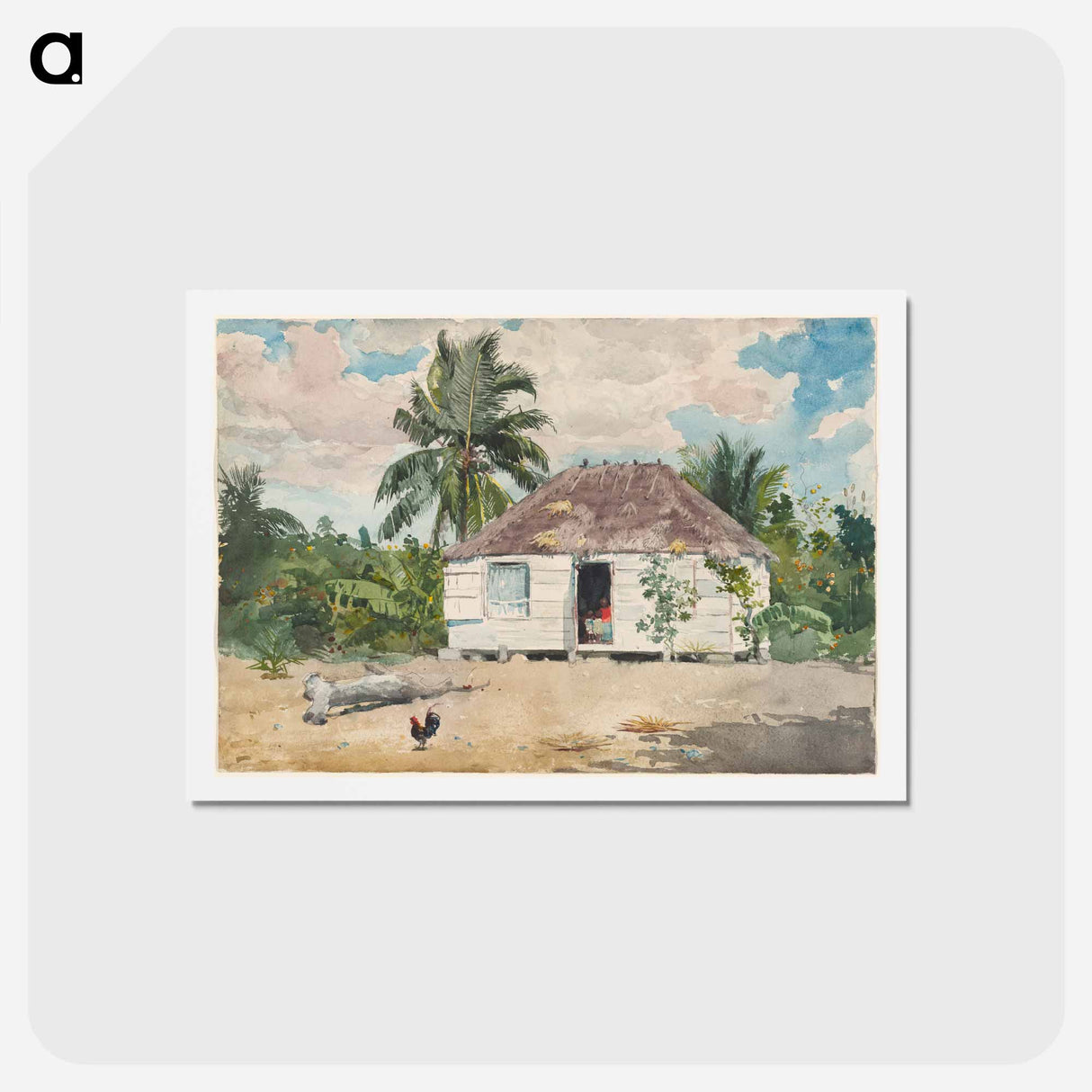 アートポストカード-Native hut at Nassau - ウィンスロー ホーマー Postcard.
