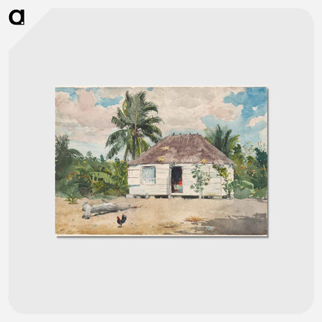 アートポストカード-Native hut at Nassau - ウィンスロー ホーマー Postcard.