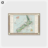 アートポストカード-A Map of New Zealand - アンティーク地図 Postcard.