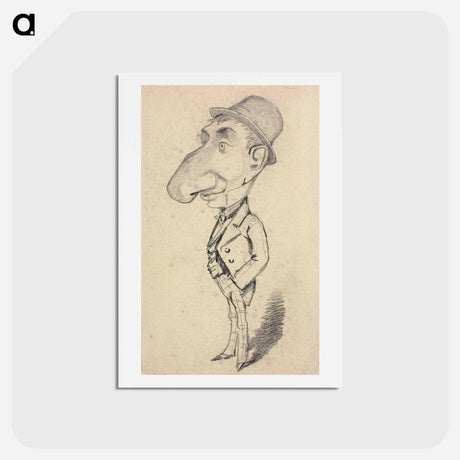 アートポストカード-Caricature of a Man with a Large Nose - クロード モネ Postcard.