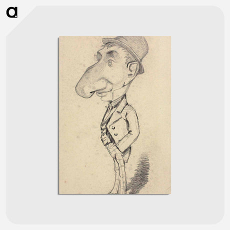 アートポストカード-Caricature of a Man with a Large Nose - クロード モネ Postcard.