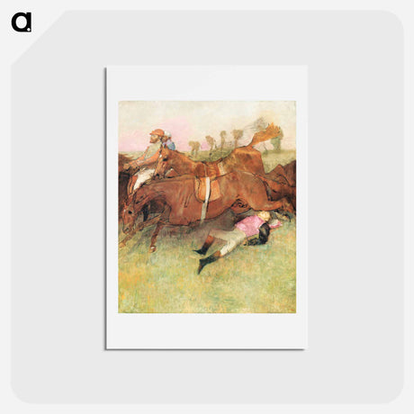 アートポストカード-Scene from the Steeplechase: The Fallen Jockey - エドガー ドガ Postcard.