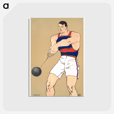 アートポストカード-Hammer throw print in high resolution by Edward Penfield - エドワード ペンフィールド Postcard.