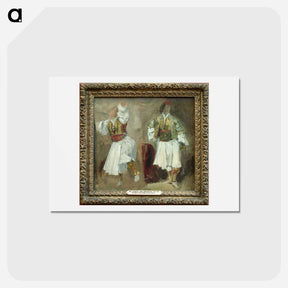 アートポストカード-Two Views of costumes Souliotes - ウジェーヌ ドラクロワ Postcard.