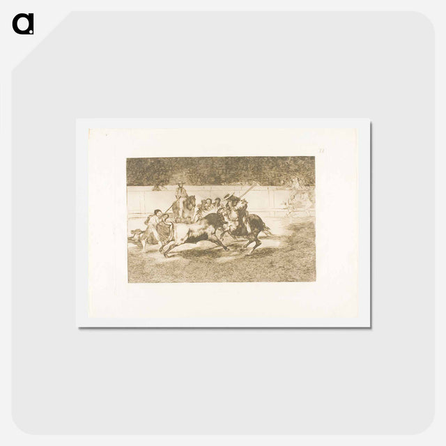 アートポストカード-The Forceful Rendón Stabs a Bull with the Pique, from which Pass He Died in the Ring at Madrid - フランシスコ デ ゴヤ Postcard.