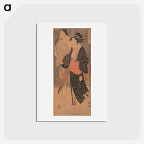 アートポストカード-Couple in an Evening Shower - 喜多川 歌麿 Postcard.