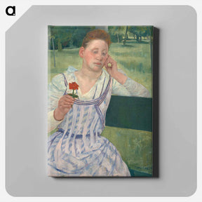 アートパネル-Woman with a Red Zinnia - メアリー カサット Canvas.