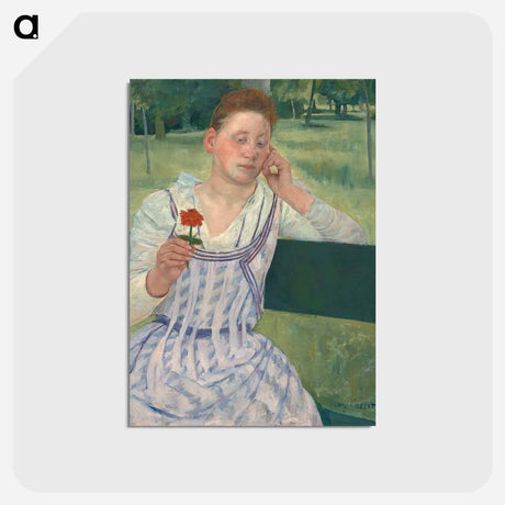 アートポストカード-Woman with a Red Zinnia - メアリー カサット Postcard.