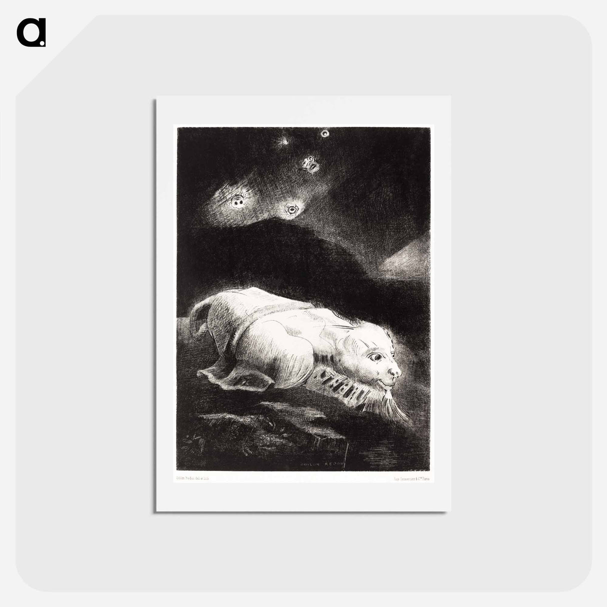 アートポストカード-When Life Was Awakening in the Depths of Obscure Matter - オディロン ルドン Postcard.