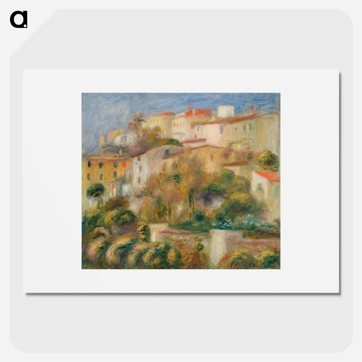 Houses on a Hill - ピエール オーギュスト ルノワール Poster.