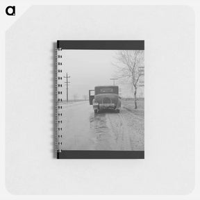 アートメモ帳-U.S. 99. Near Tulare, California. Entered California fall of 1938. En-route to pea harvest in Imperial Valley. Car broke-down. "Want to get back to Missouri if they can ever get the money." by Doroth - ドロテア ラング Memo.
