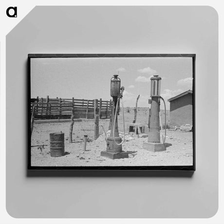 アートパネル-Gasoline Pumps on Cattle Ranch
 - ラッセル リー Canvas.
