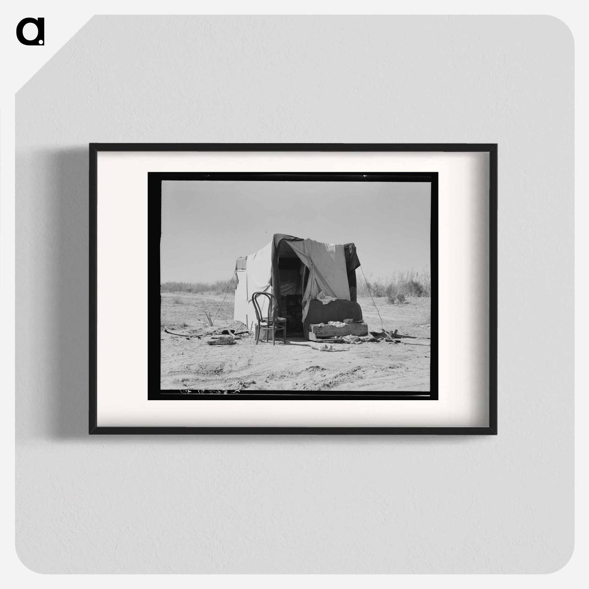 Camp along the roadside. Drought refugees. Imperial County, California. - Dorothea Lange Poster.