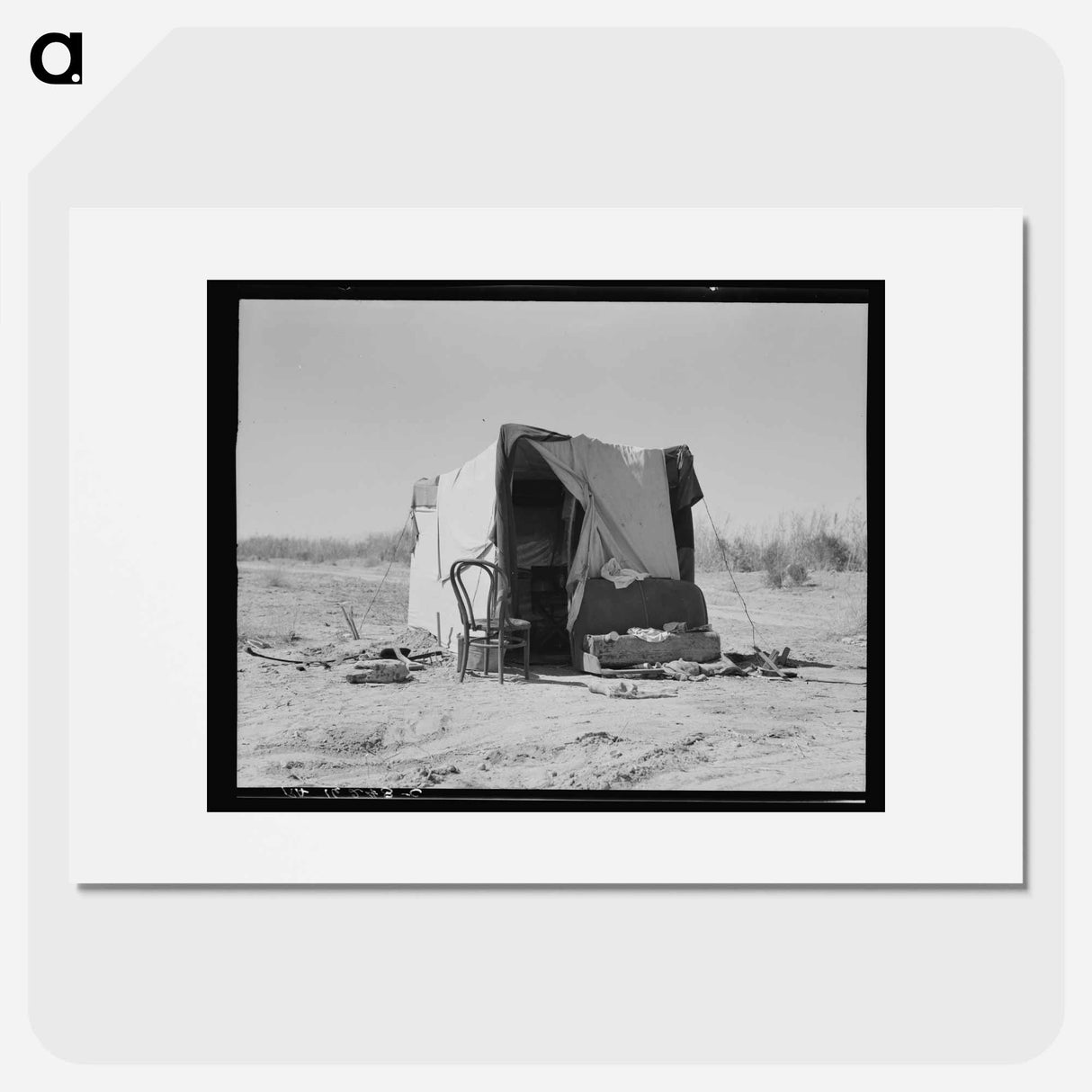 Camp along the roadside. Drought refugees. Imperial County, California. - ドロテア ラング Poster.