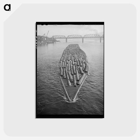 アートポストカード-Log Raft in Willamette River
 - ラッセル リー Postcard.